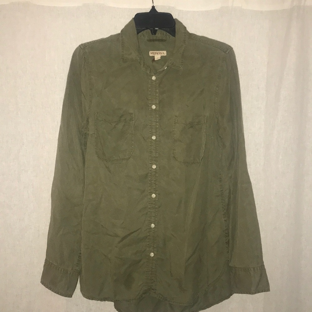 Army green button down